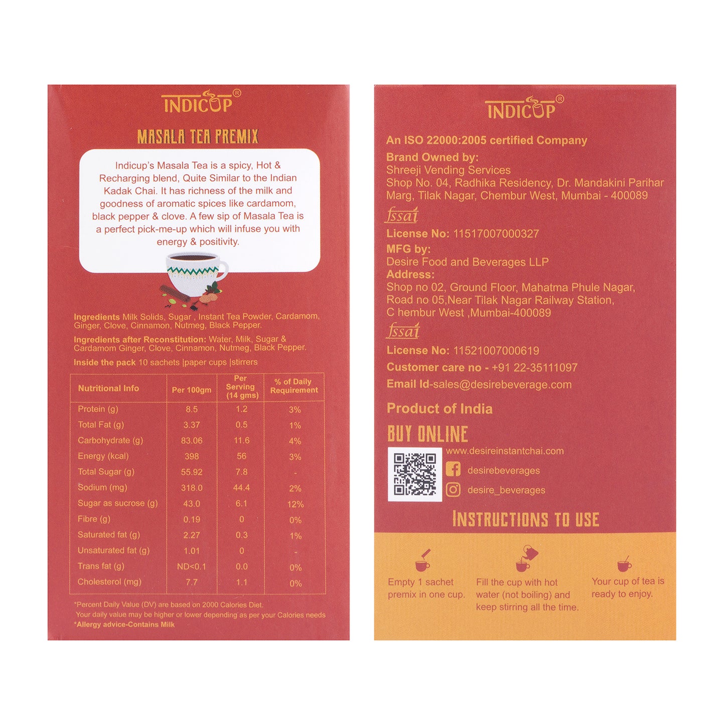 Indicup Masala Tea Instant Premix