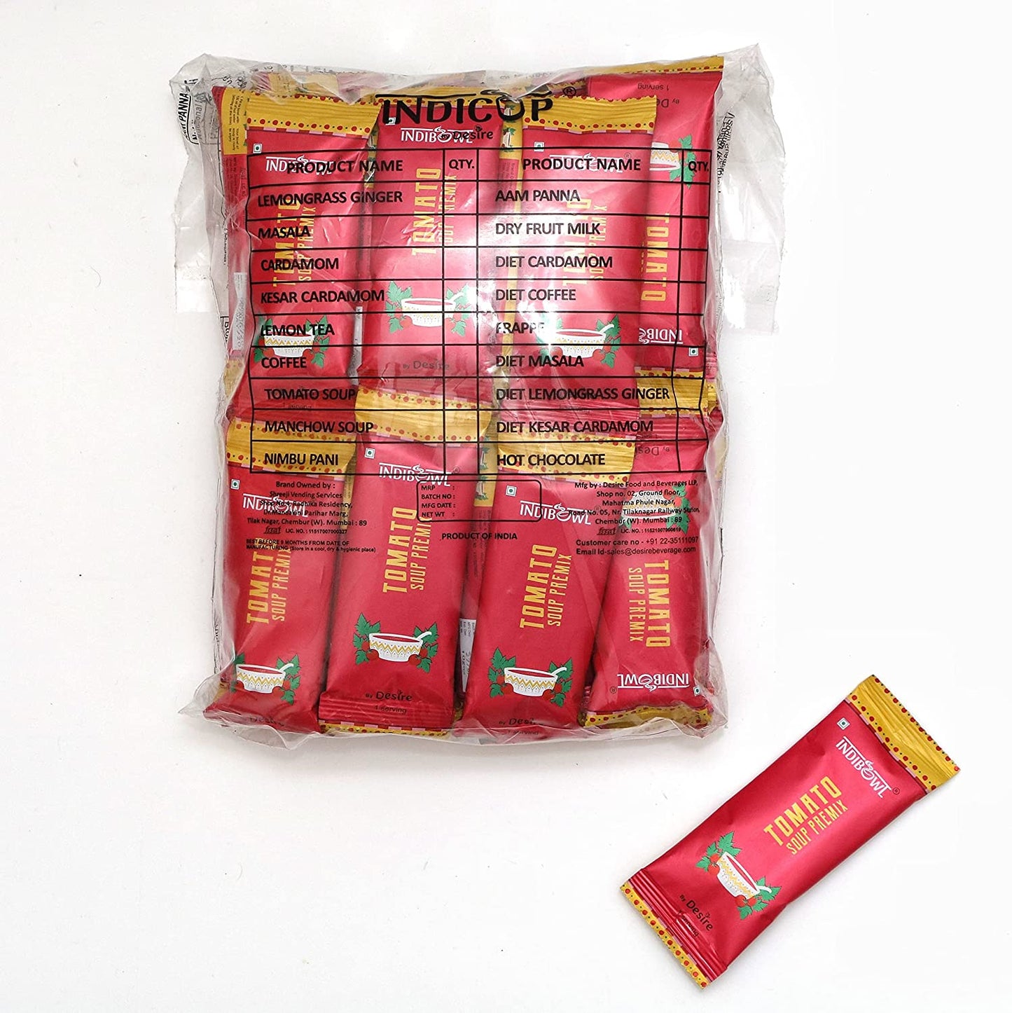 INDICUP Tomato Soup Packet | Ready to Eat Instant Soup Premix | Soup in Fresh Just Add Hot Water & Enjoy | 50 Sachets