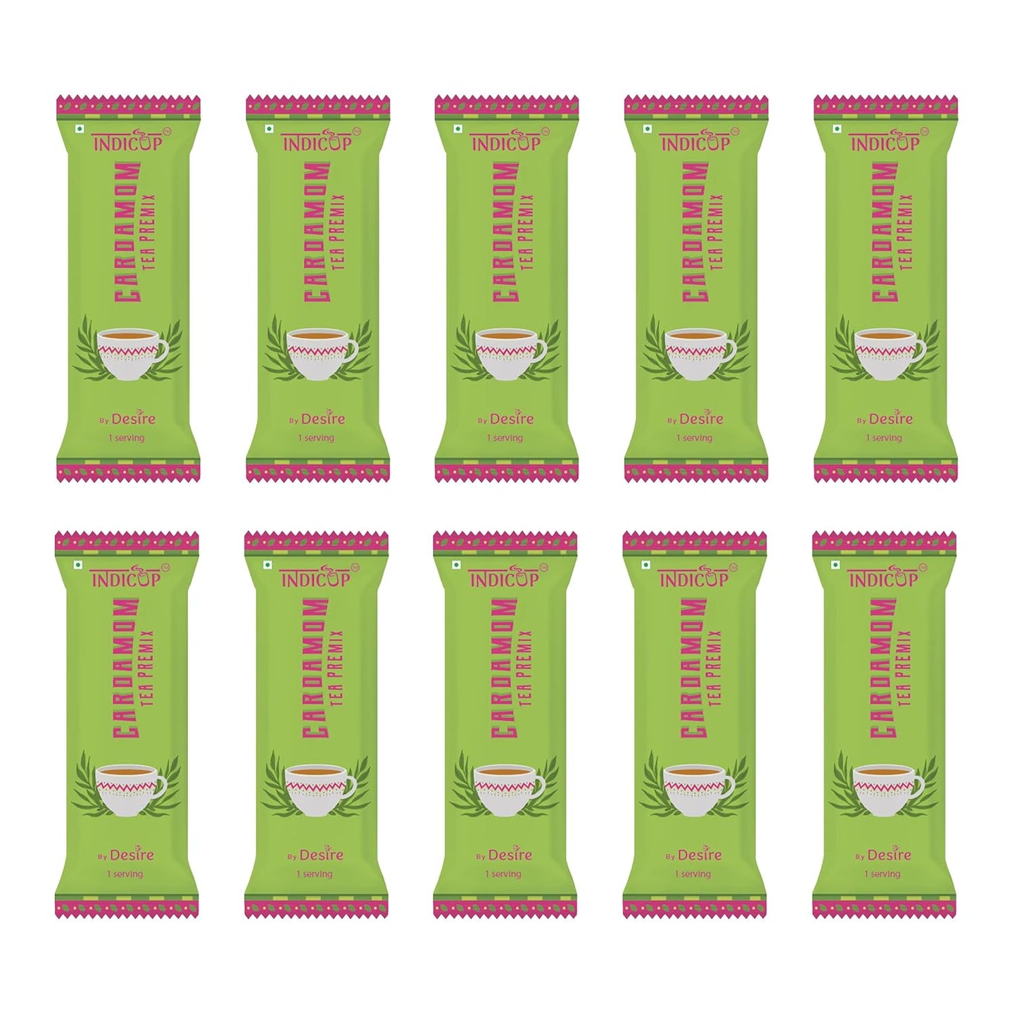 Indicup Cardamom Tea Premix Instant Tea Powder (50 Sachets,Pack of 1) Cardamom Elaichi Powder, Instant tea mix, Cardamom flavor, Refreshing taste