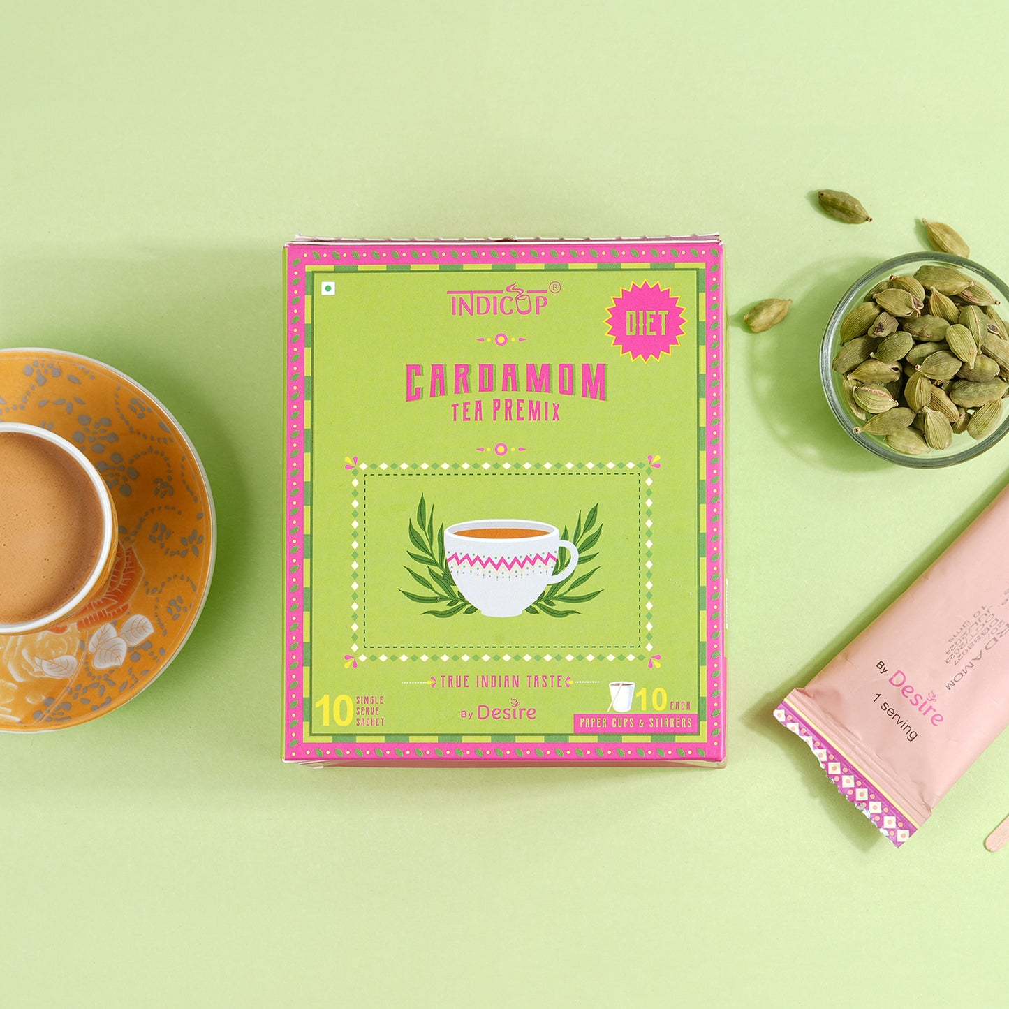 Indicup Diet Cardamom Tea Instant Premix