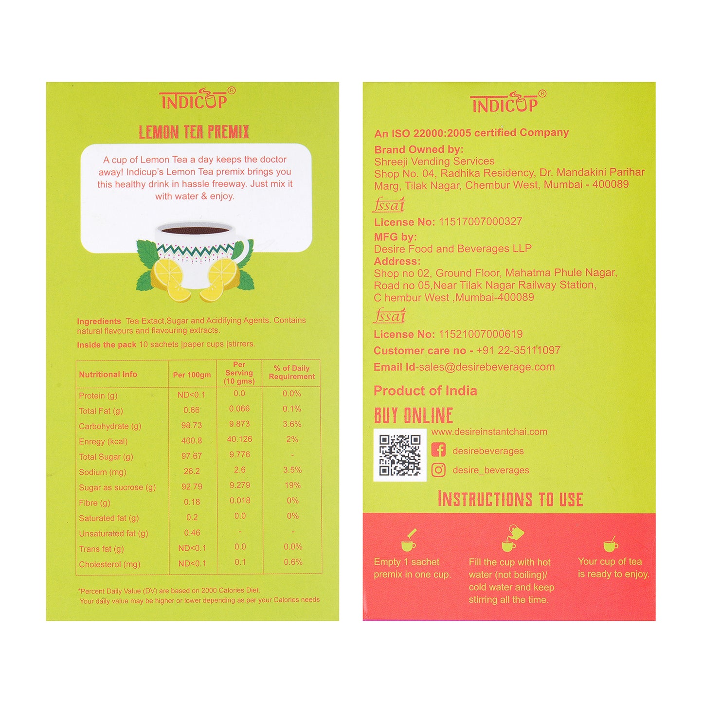 Indicup Lemon Tea Instant Premix