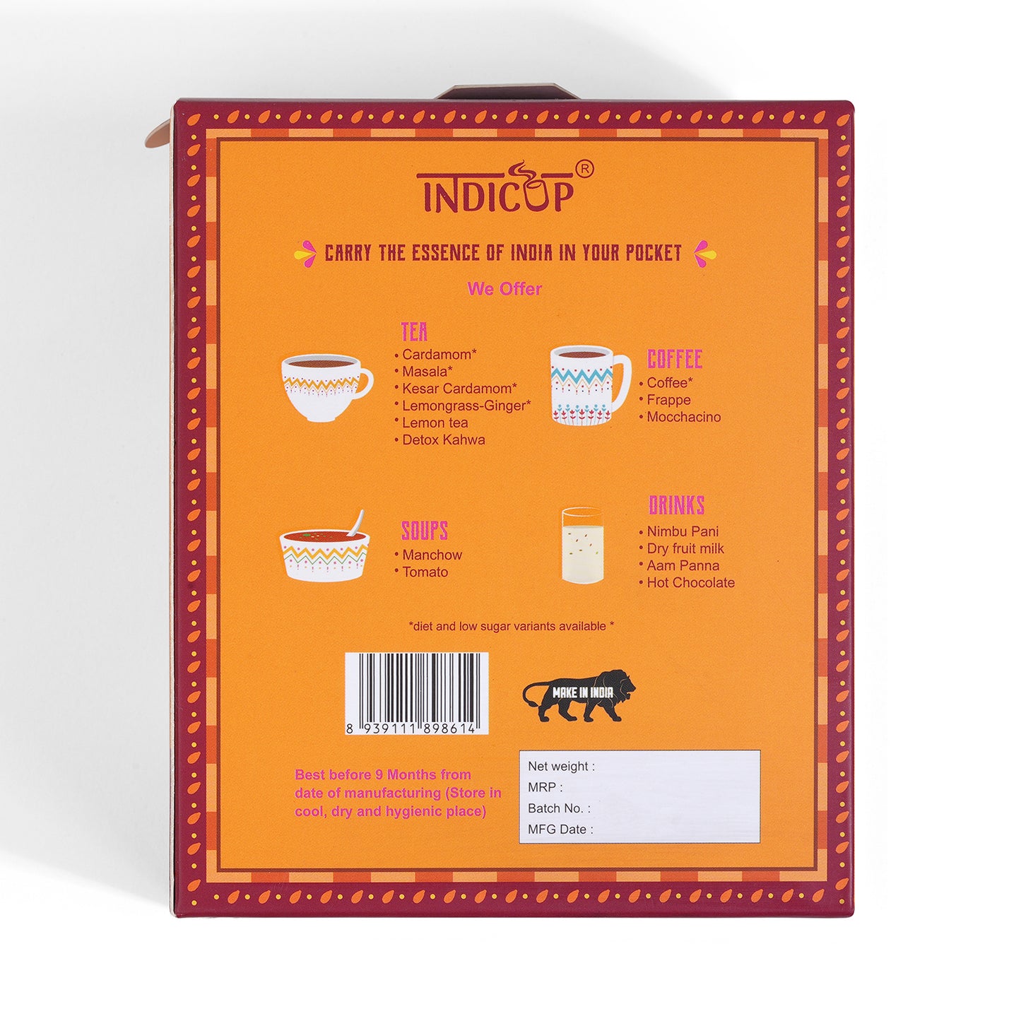 Indicup Kesar Cardamom Tea Instant Premix