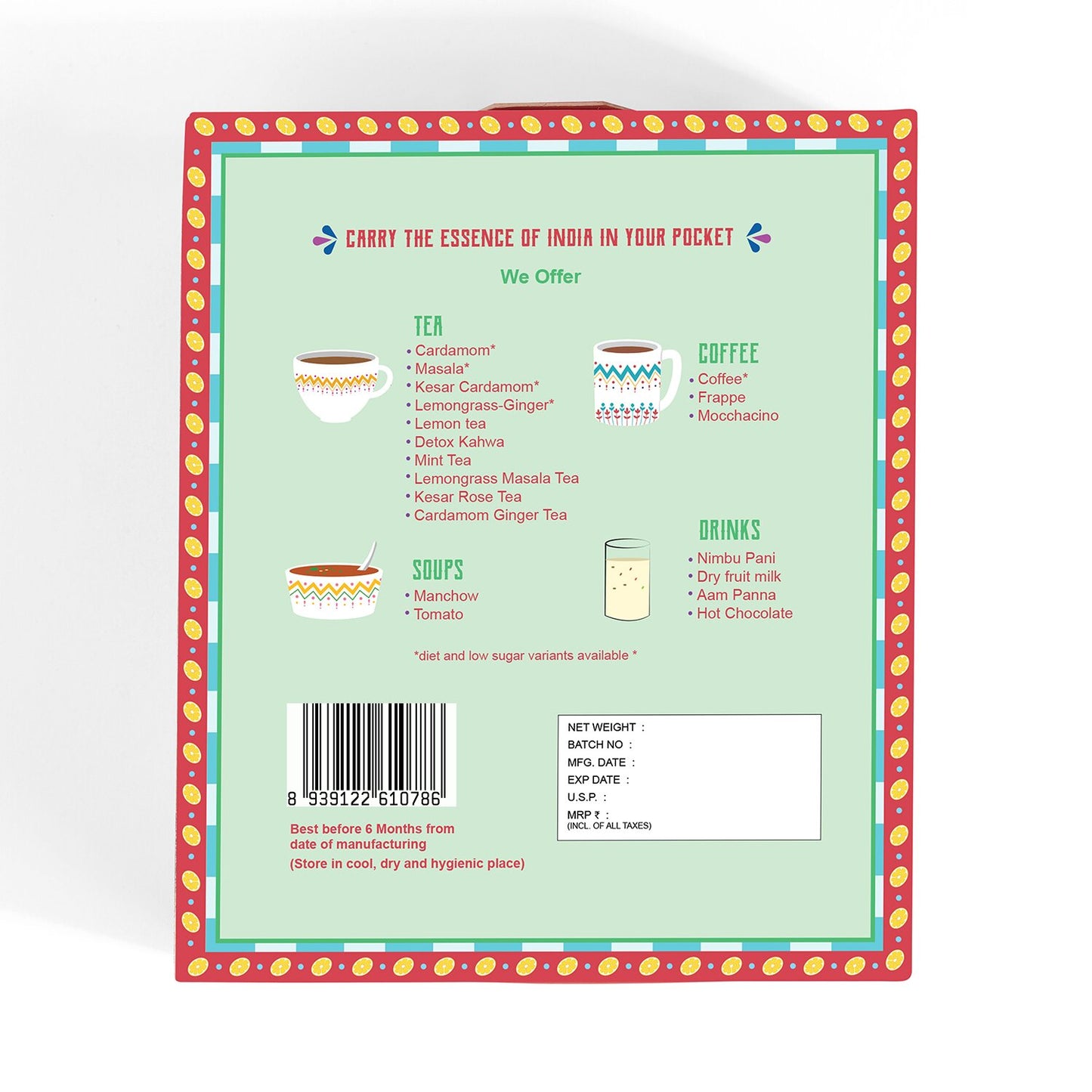 Indicup Lemon Iced Tea Premix Instant Tea Powder Sachets (10 - Sachets)