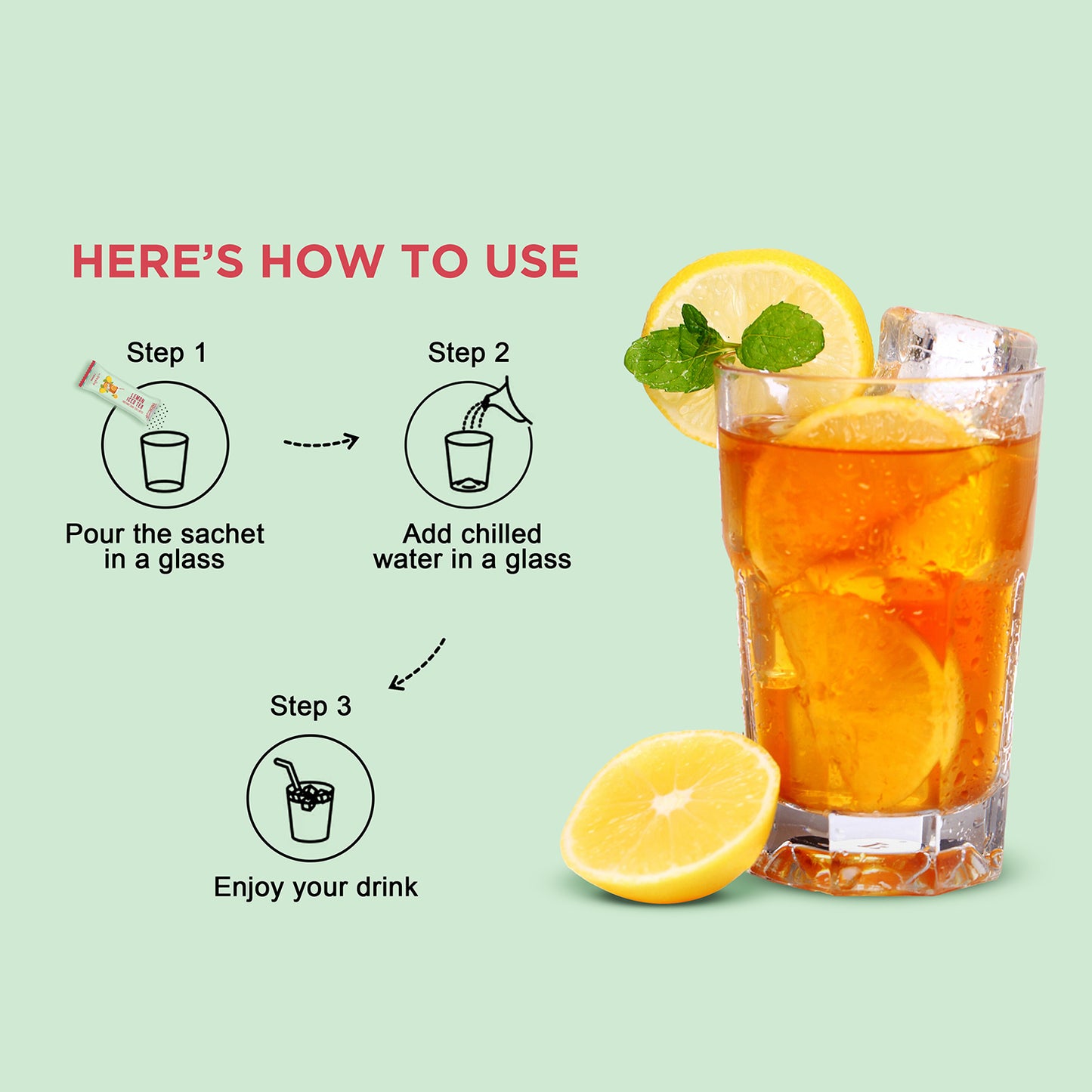 Indicup Lemon Iced Tea Premix Instant Tea Powder Sachets (10 - Sachets)