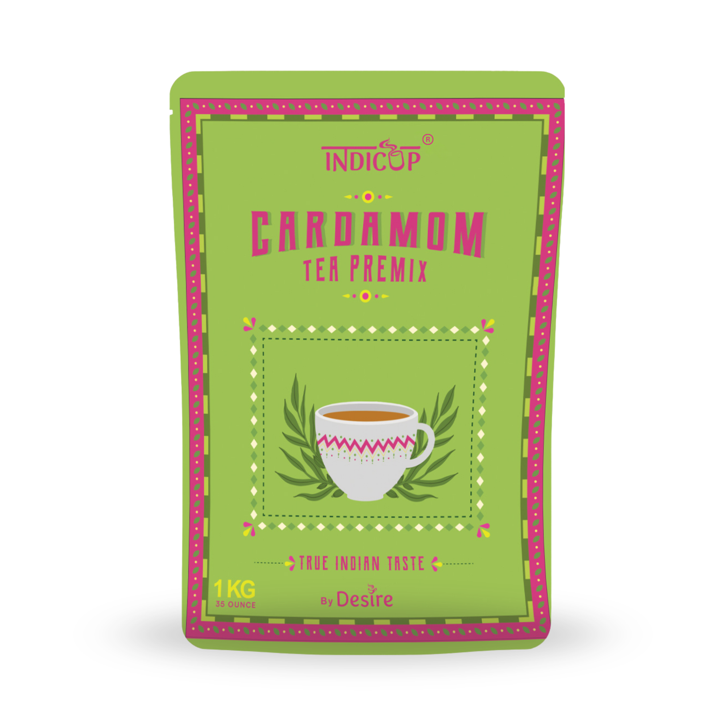 Indicup Cardamom Tea 1 Kg Elaichi Chai for Vending Machine & Manual Use - Instant Chai Cup, Just Add Water, Rich Aroma & Taste - Suitable for Cafe, Home and office