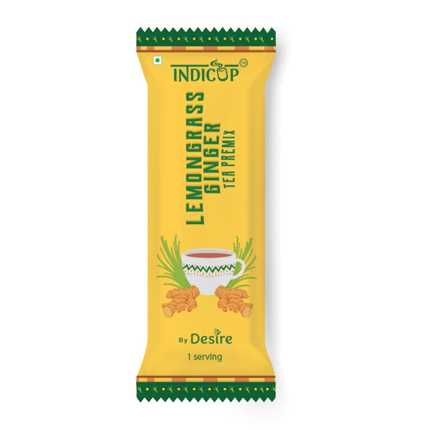 Indicup Lemongrass Ginger Tea Instant Premix, Instant tea mix, Refreshing tast (50 Sachets Pack).
