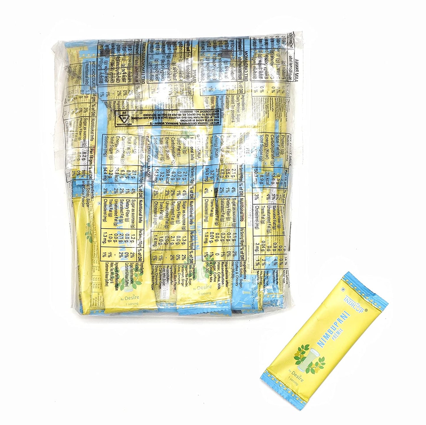 Indicup Nimbu Pani Powder Readymade Instant Premix 50 Sachets | Just Add Cold Water and Enjoy Limbu Pani Masala During Summer | Lemonade Drink, Refreshing taste (Pack of 1-50 sachets)