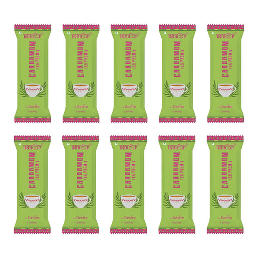 Indicup Cardamom Tea Premix Instant Tea Powder (50 Sachets,Pack of 1) Cardamom Elaichi Powder, Instant tea mix, Cardamom flavor, Refreshing taste