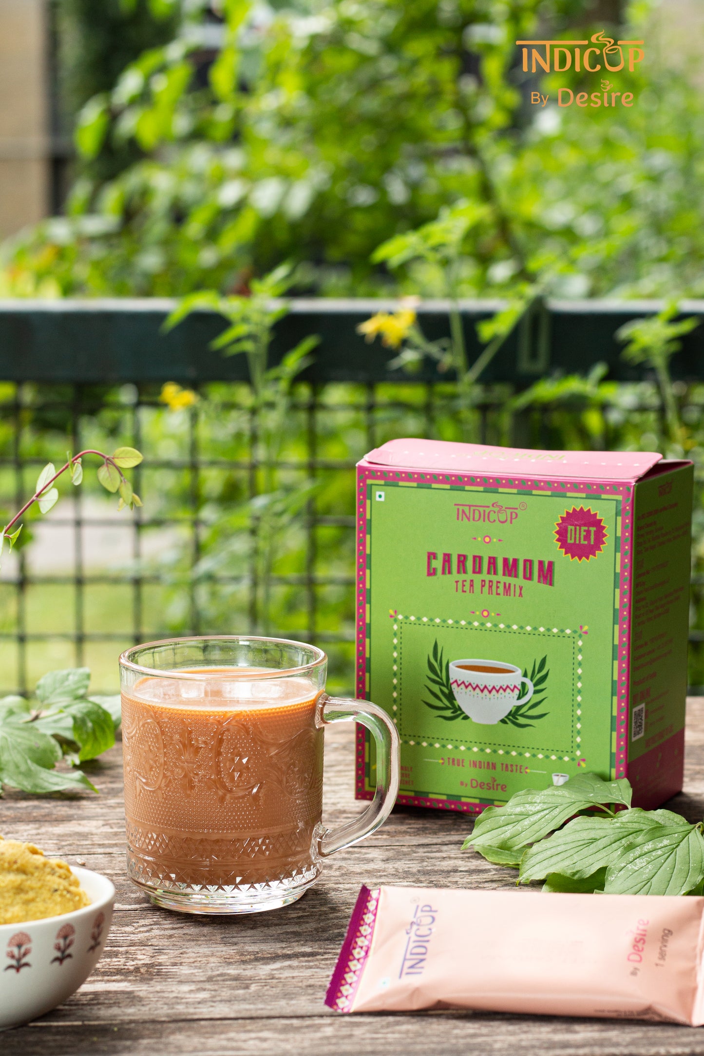 INDICUP Instant Assam Tea Premix Sachets|Low Sugar Whole Cardamom Elaichi Powder|Readymade Tea Powder Just Add Hot Water|Easy To Carry While Travelling (50 Sachets),790 Grams